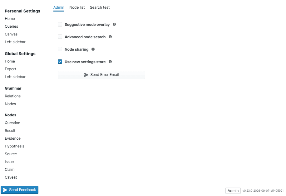 the admin panel